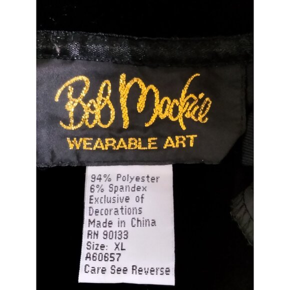 Vintage Bob Mackie Wearable Art XL Velour Jacket Zip Embroidered Gemstone Design - Picture 9 of 10